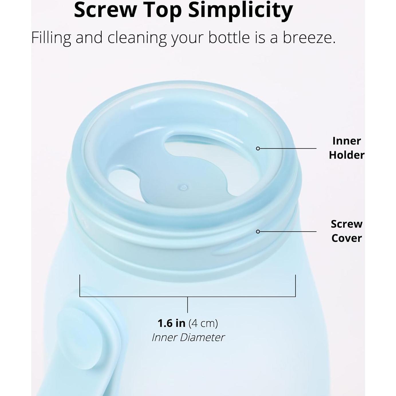 Botella de Agua Plegable BLUE GINKGO 492 ml - Ligera y A Prueba de Fugas