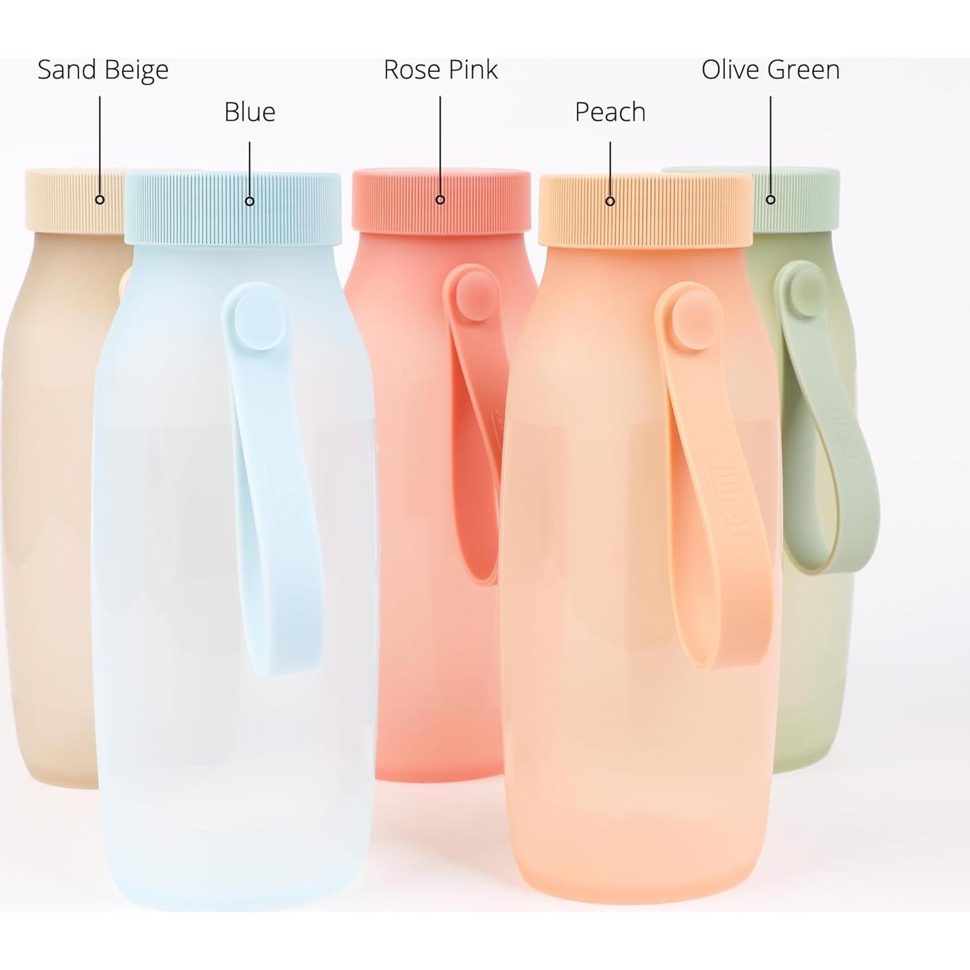 Botella de Agua Plegable BLUE GINKGO 492 ml - Ligera y A Prueba de Fugas