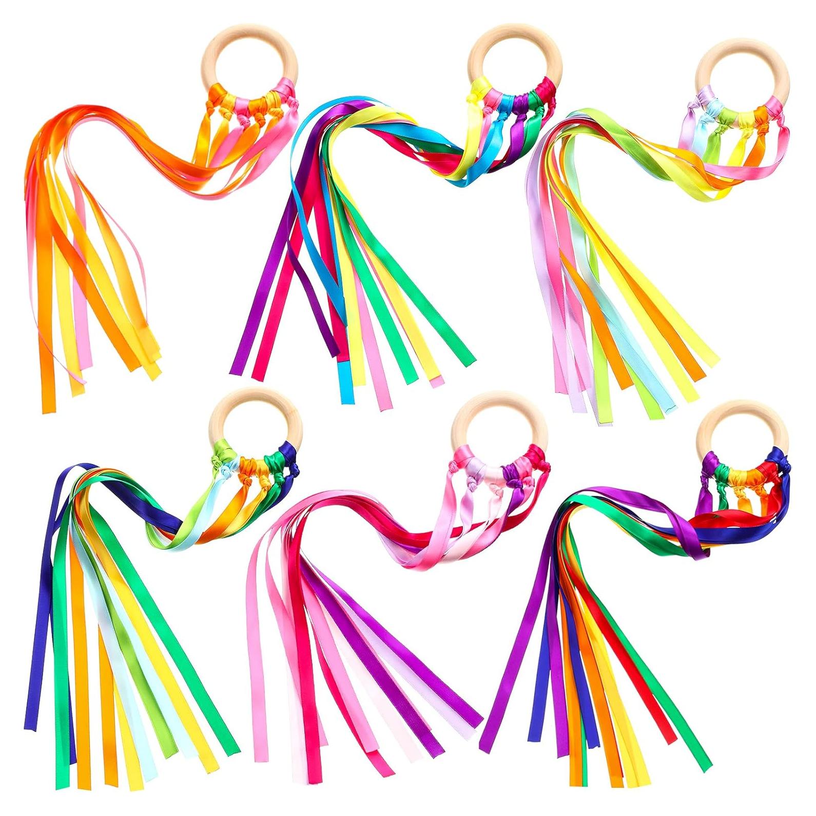 Varitas de Cinta Arcoíris Sumind 6 Pcs para Niños - Juguete Educativo