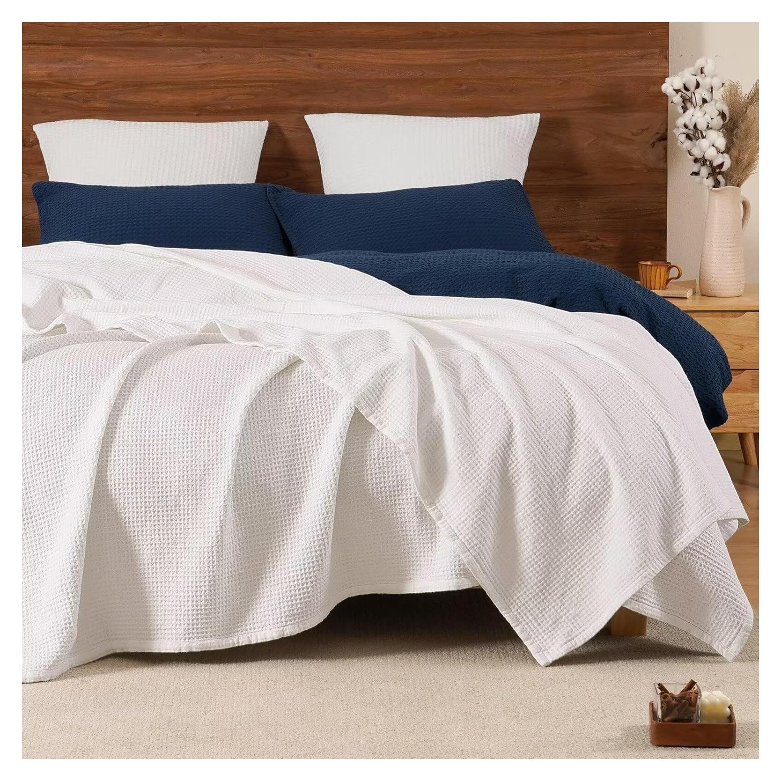 Manta de Muselina PHF 100% Algodón King 264x229 cm Blanca