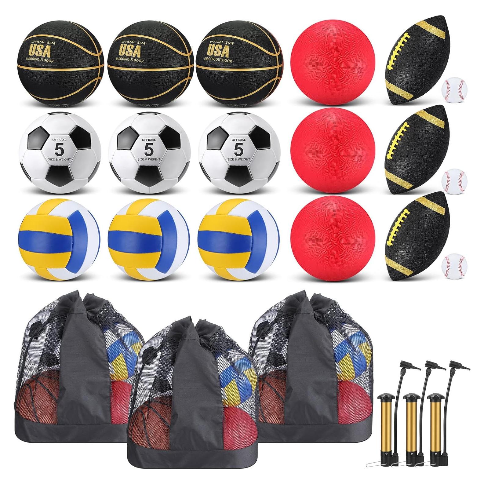 Conjunto de 18 Pelotas Deportivas Leyndo - Fútbol, Baloncesto, Voleibol