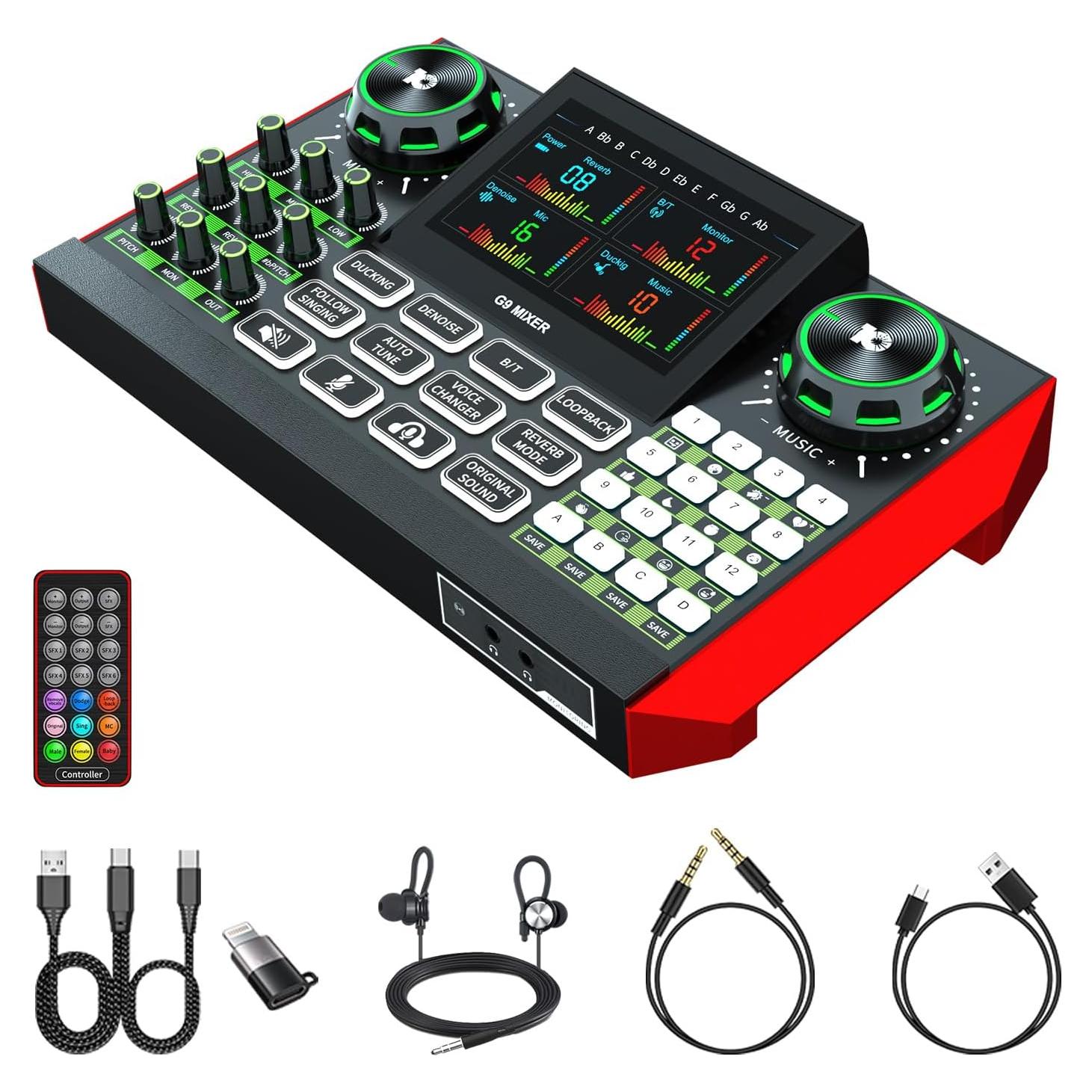 Mezclador de Audio G9 para Podcast y Streaming - 4.5" HD