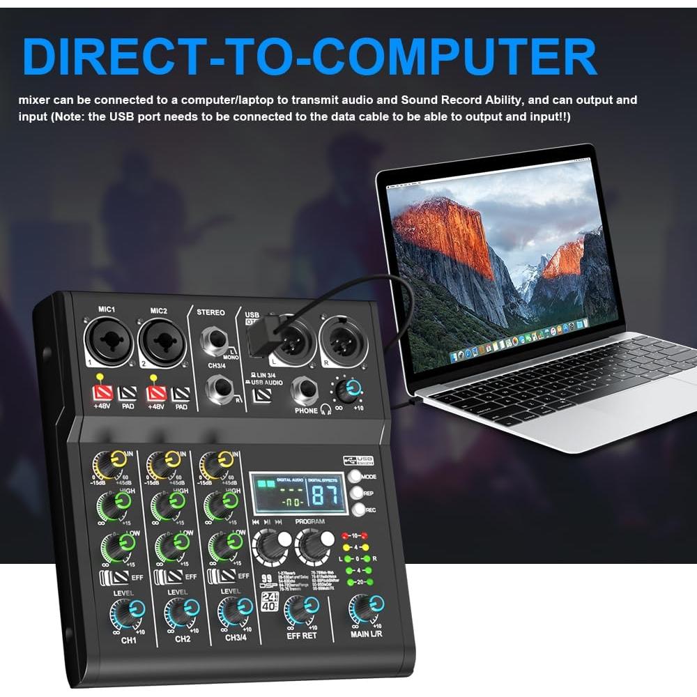 Mezclador DJ Profesional 4 Canales Doslnlya XR-4 Bluetooth USB