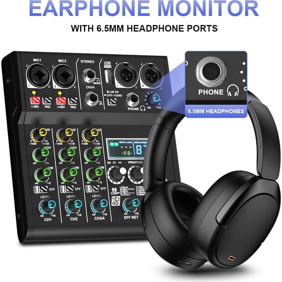 Mezclador DJ Profesional 4 Canales Doslnlya XR-4 Bluetooth USB