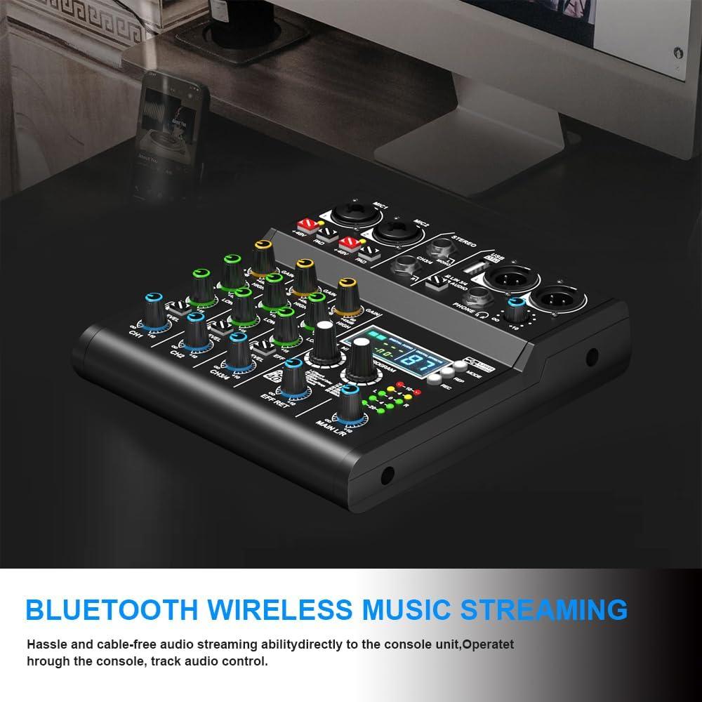 Mezclador DJ Profesional 4 Canales Doslnlya XR-4 Bluetooth USB