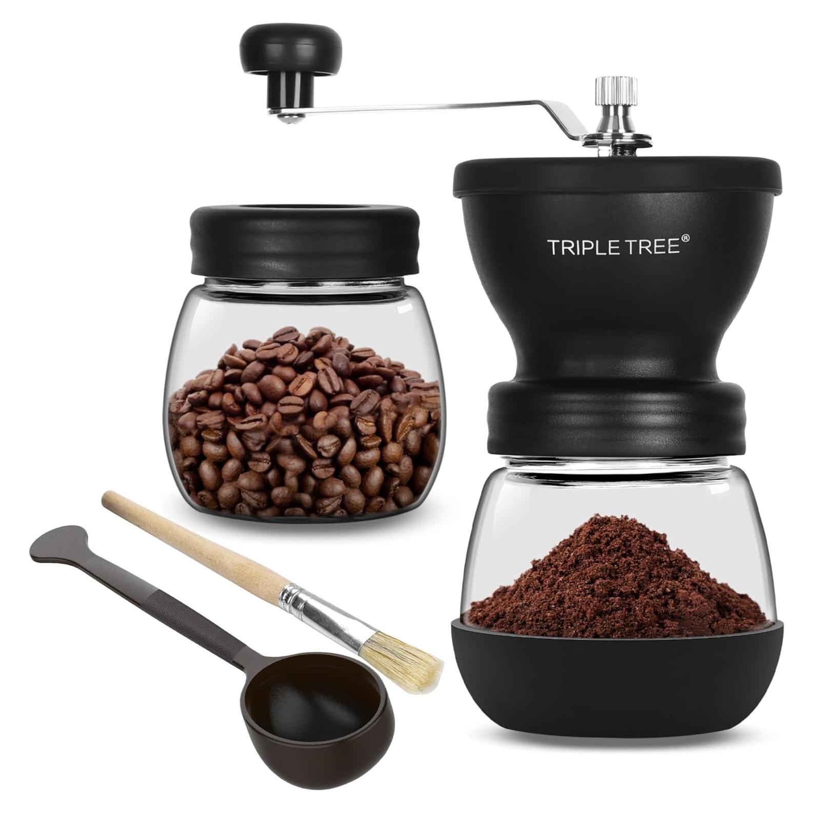 Molino de café manual Zaboro con muelas de cerámica y 2 tarros