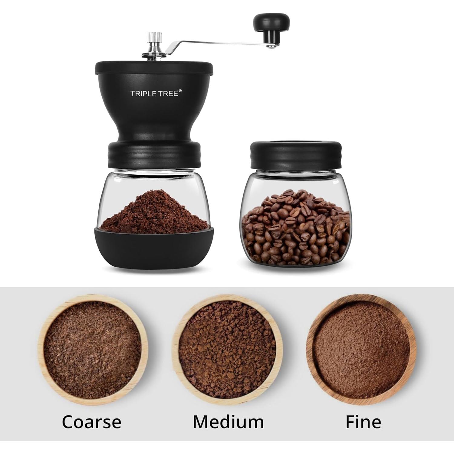 Molino de café manual Zaboro con muelas de cerámica y 2 tarros