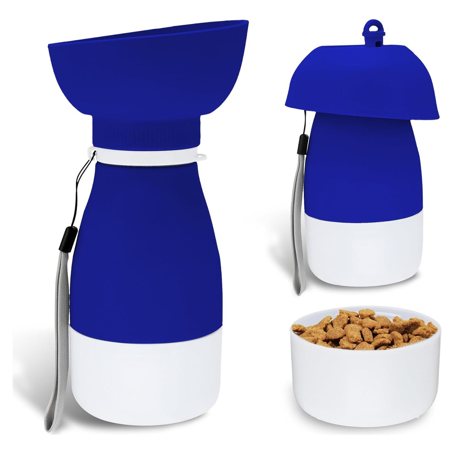 Botella de Agua Portátil PawSailor 600 ml + Tazón 260 ml Azul