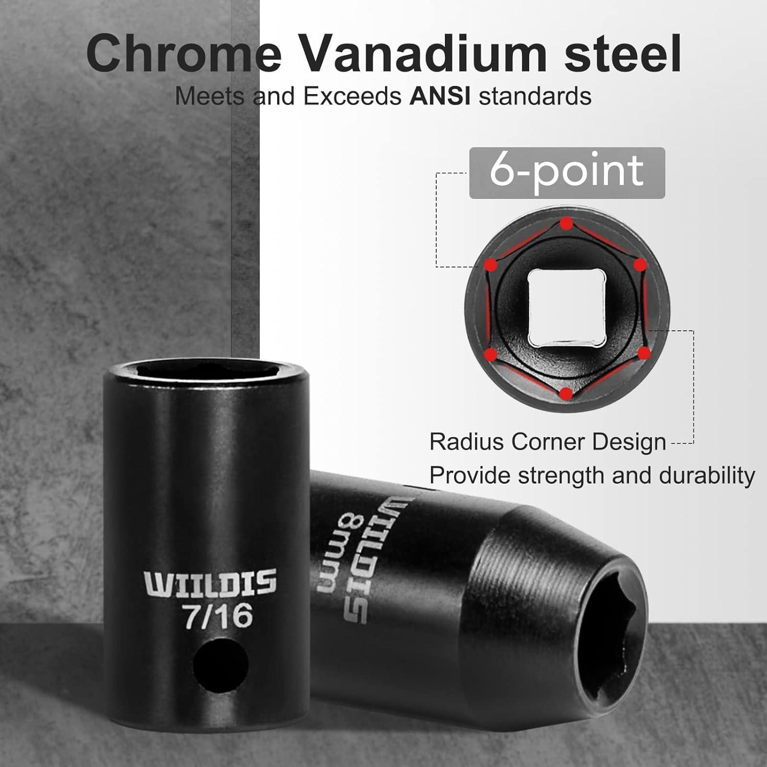 Juego de Enchufes de Impacto WIILDIS 33 Piezas CR-V