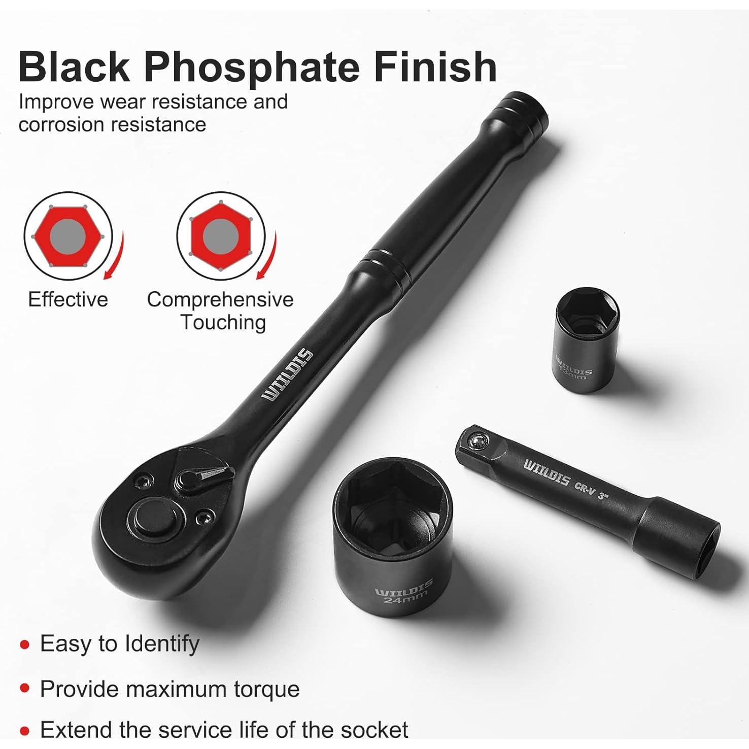 Juego de Enchufes de Impacto WIILDIS 33 Piezas CR-V