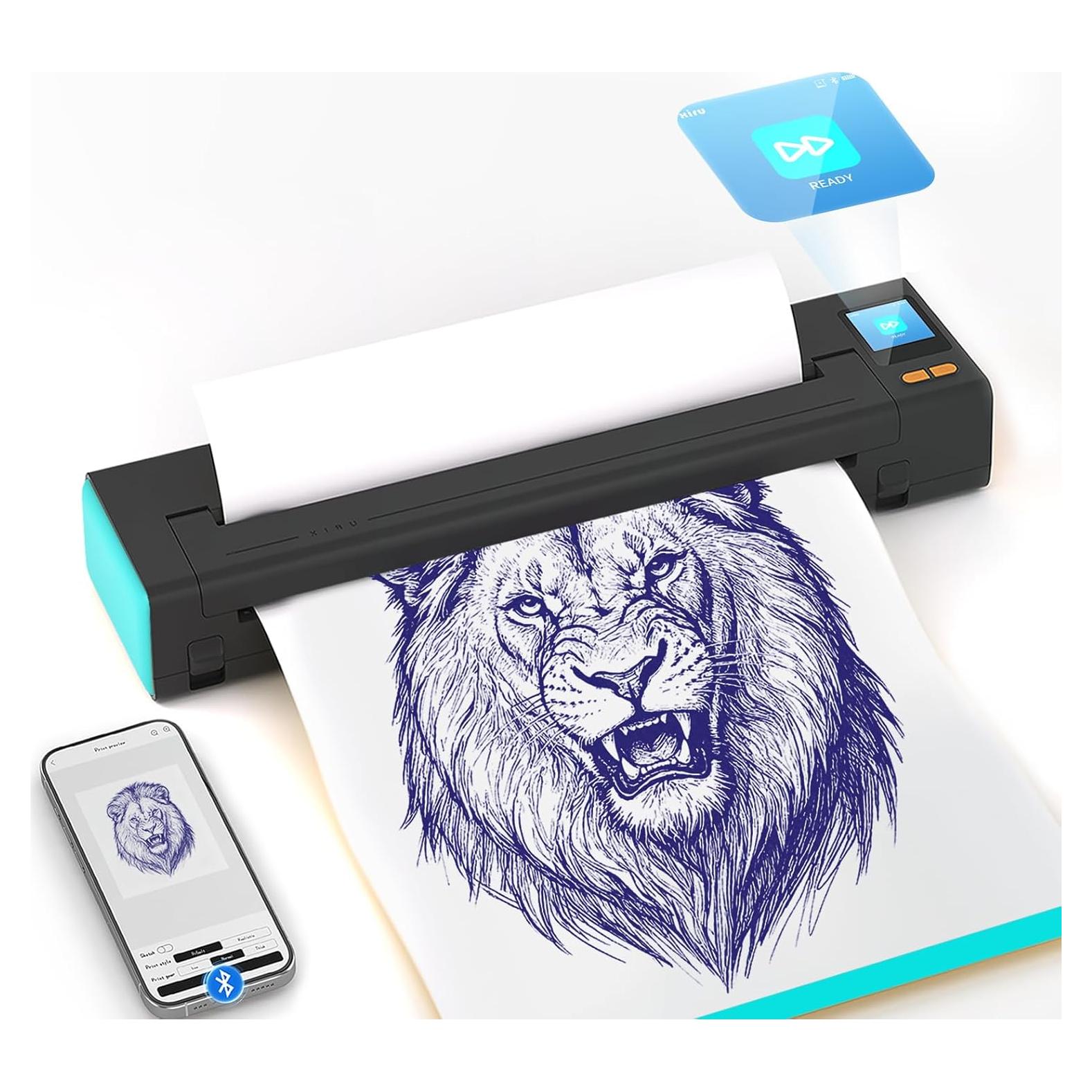 Impresora Térmica de Tatuajes INKCHUM XR3 Azul con 10 Papeles