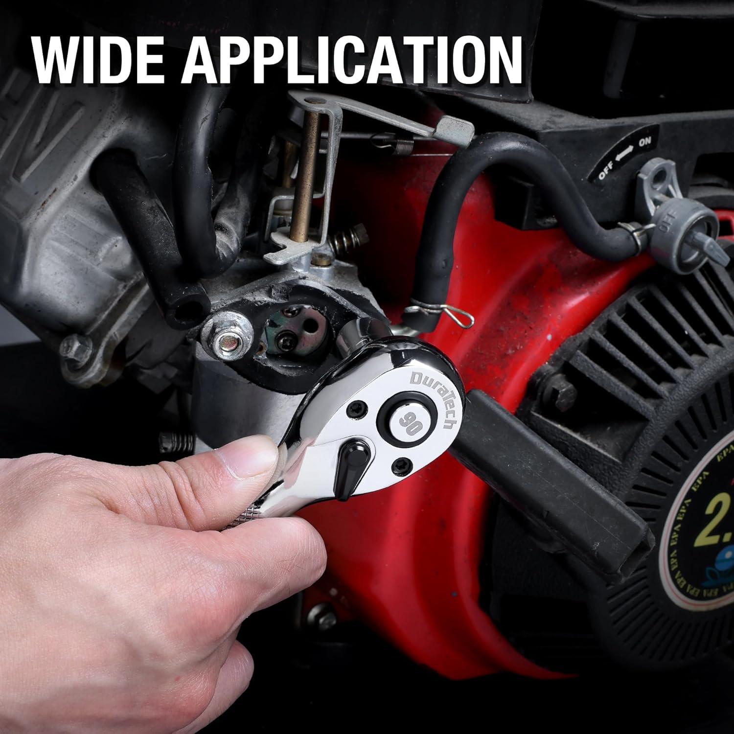 DURATECH Juego de Llaves de Carraca 3 Piezas 90 Dientes