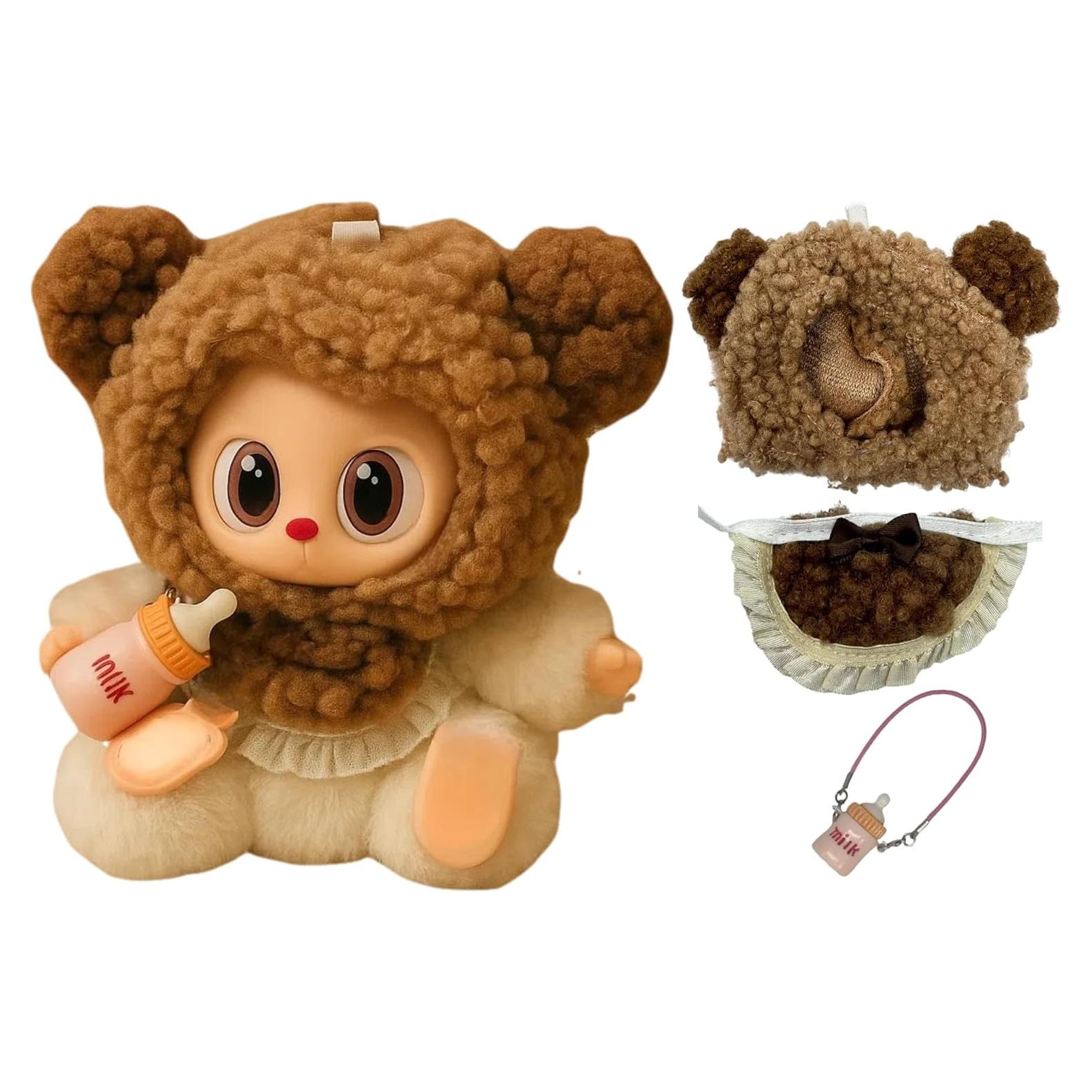 Conjunto de Capucha de Oso Marrón y Botella de Leche - GUYUE