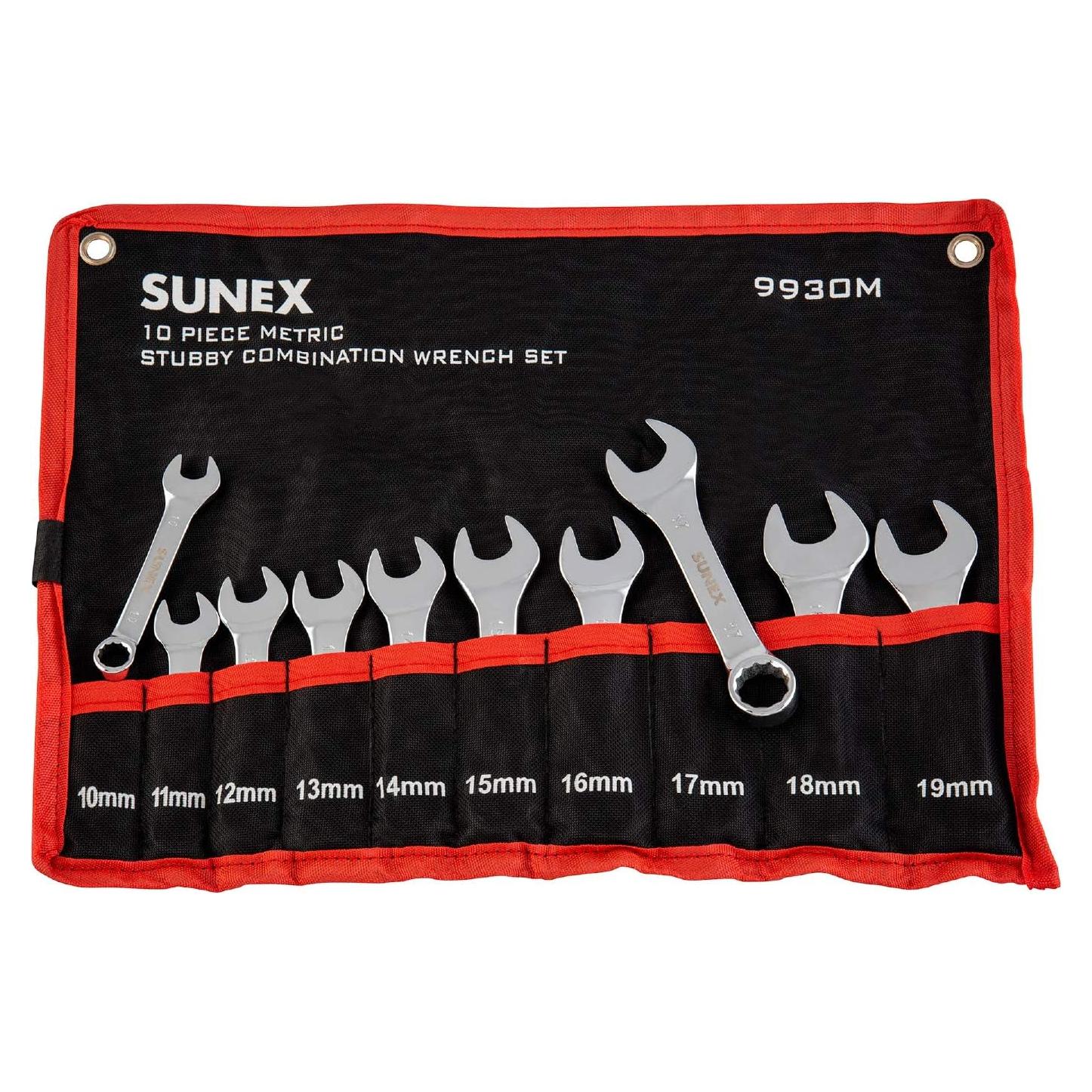 Juego de Llaves Combinadas Cortas Métricas Sunex 9930M, 10 Piezas