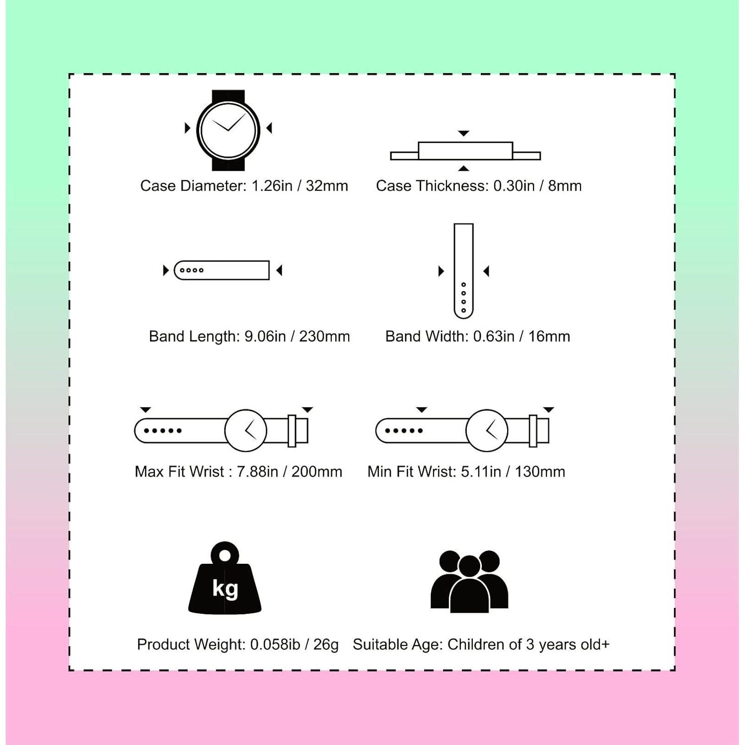 Reloj Analógico para Niños ITOOZYNN Verde 3-11 Años