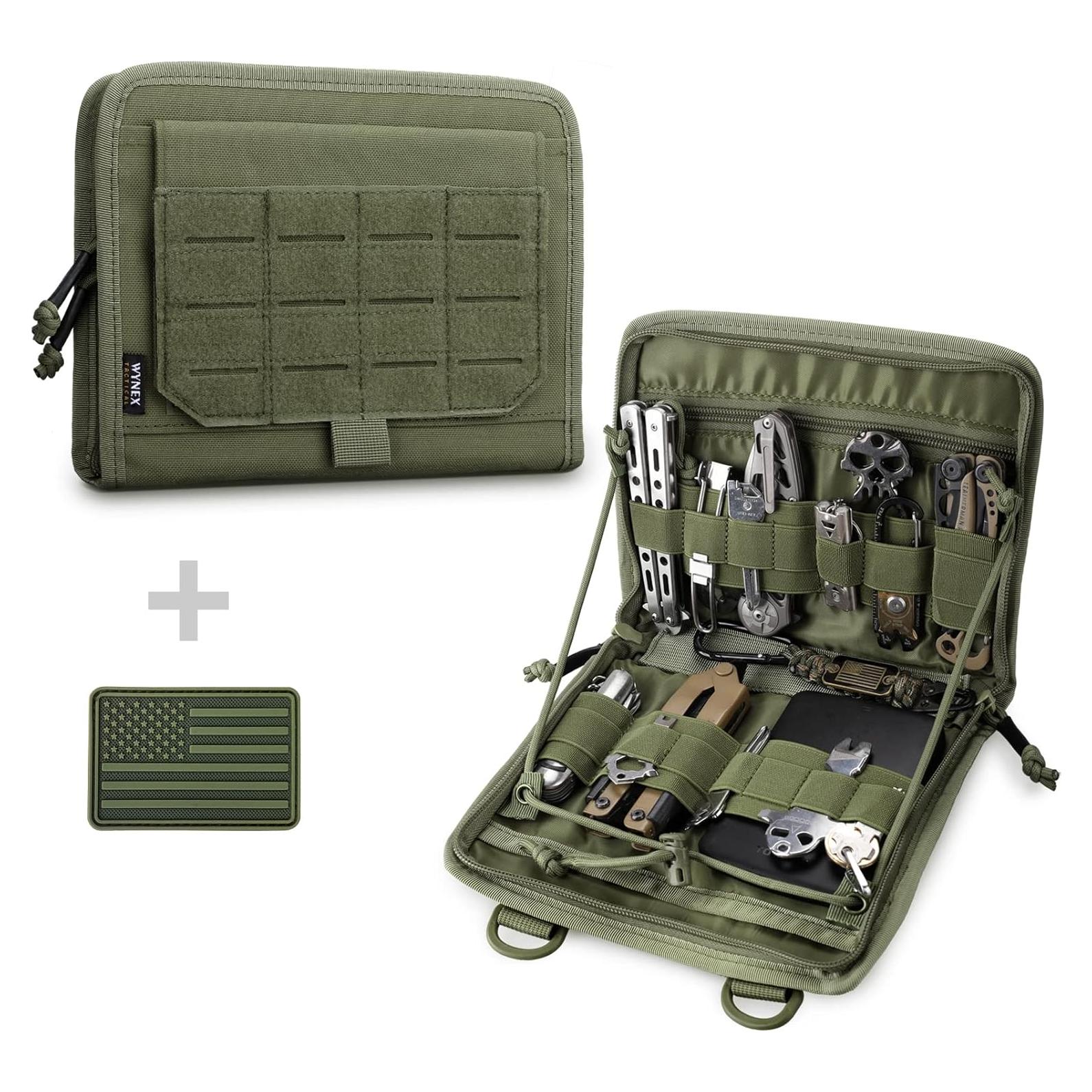 Bolsa Táctica Administrativa WYNEX Molle Verde Militar 22.35x17.27cm