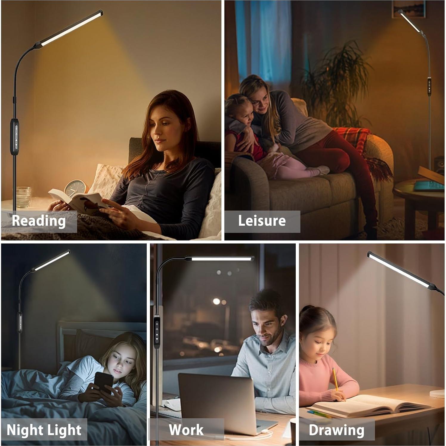 Lámpara de Pie LED Qumusaa con Control Remoto 182 cm