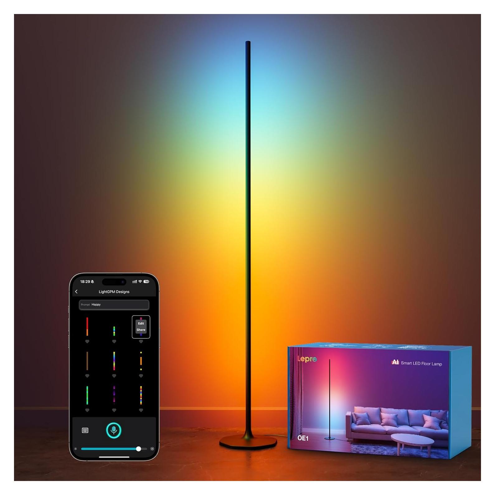 Lámpara de Pie LED Inteligente Lepro OE1 RGBICW 1000LM