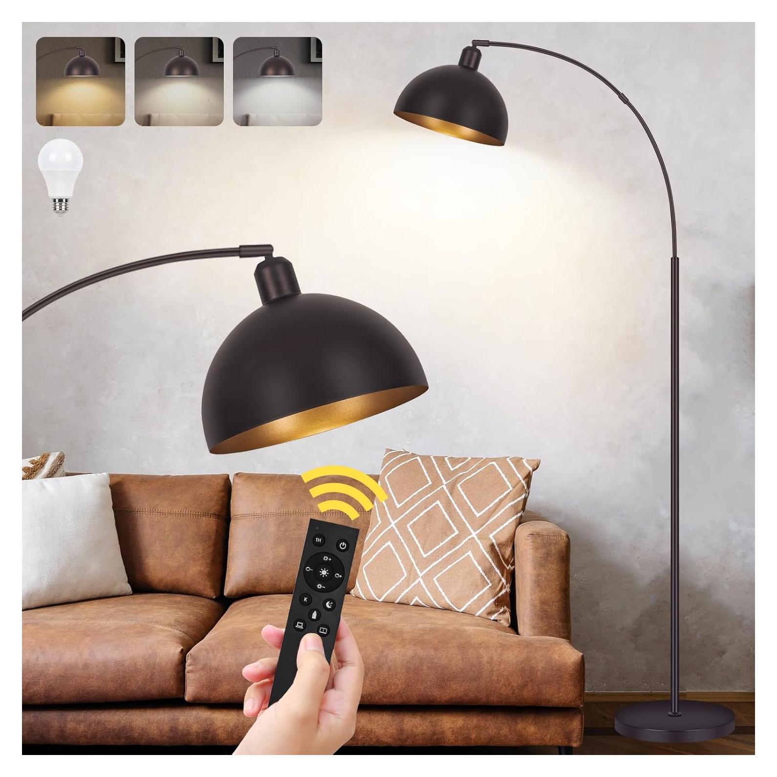 Lámpara de Pie Arco Regulable VenzBlomia 70" Bronce LED 9W