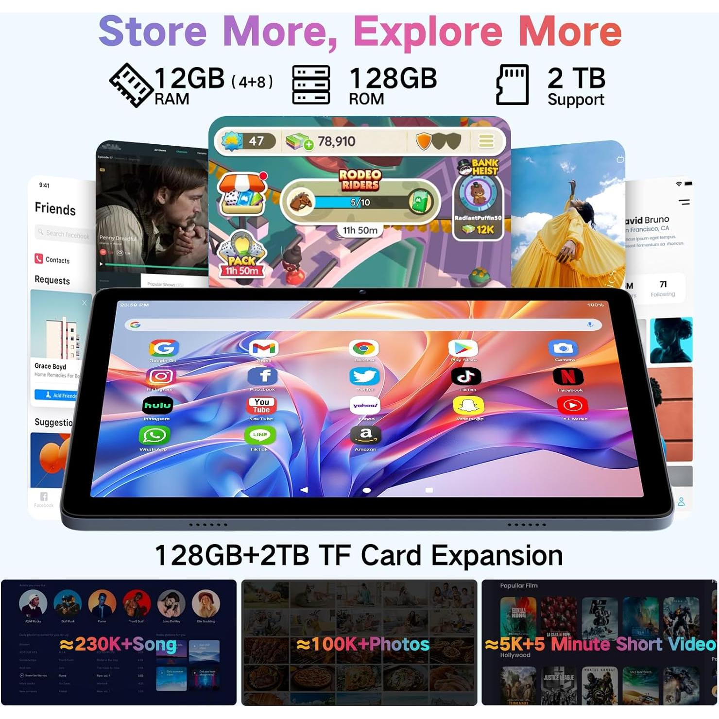 Tablet Android 15 Winsing 10" 12GB RAM 128GB Almacenamiento