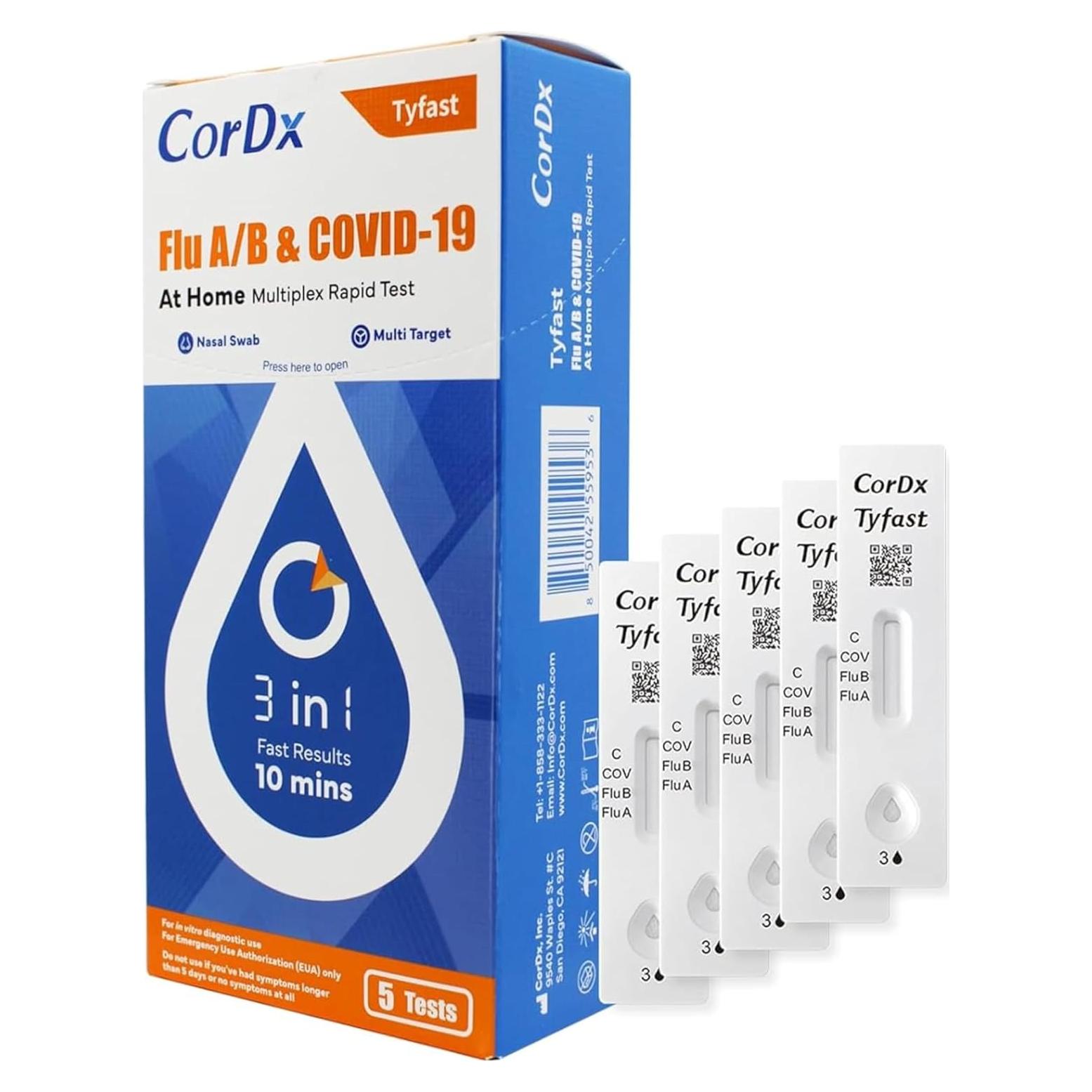 Prueba Rápida Multiplex CorDx 10 Min Influenza A/B y COVID-19