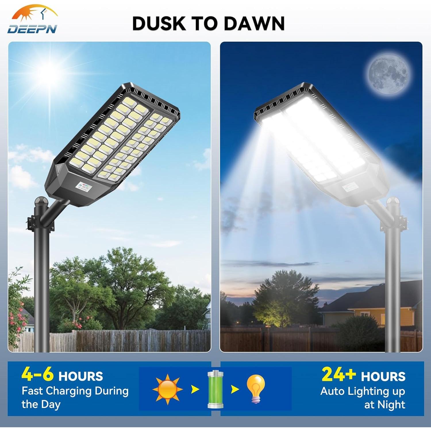 Luz Solar de Calle Deepn 9000W con Sensor de Movimiento - 2 Paquete