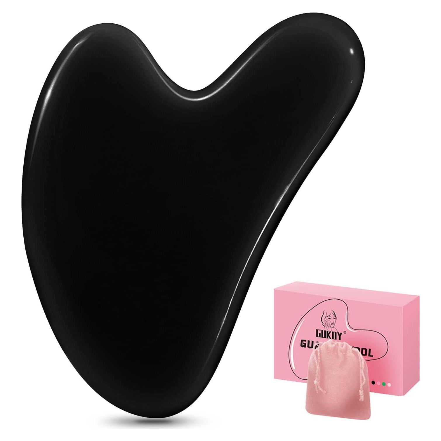 Tabla Gua Sha de Jade Natural GUKOY para Masaje Facial y Corporal