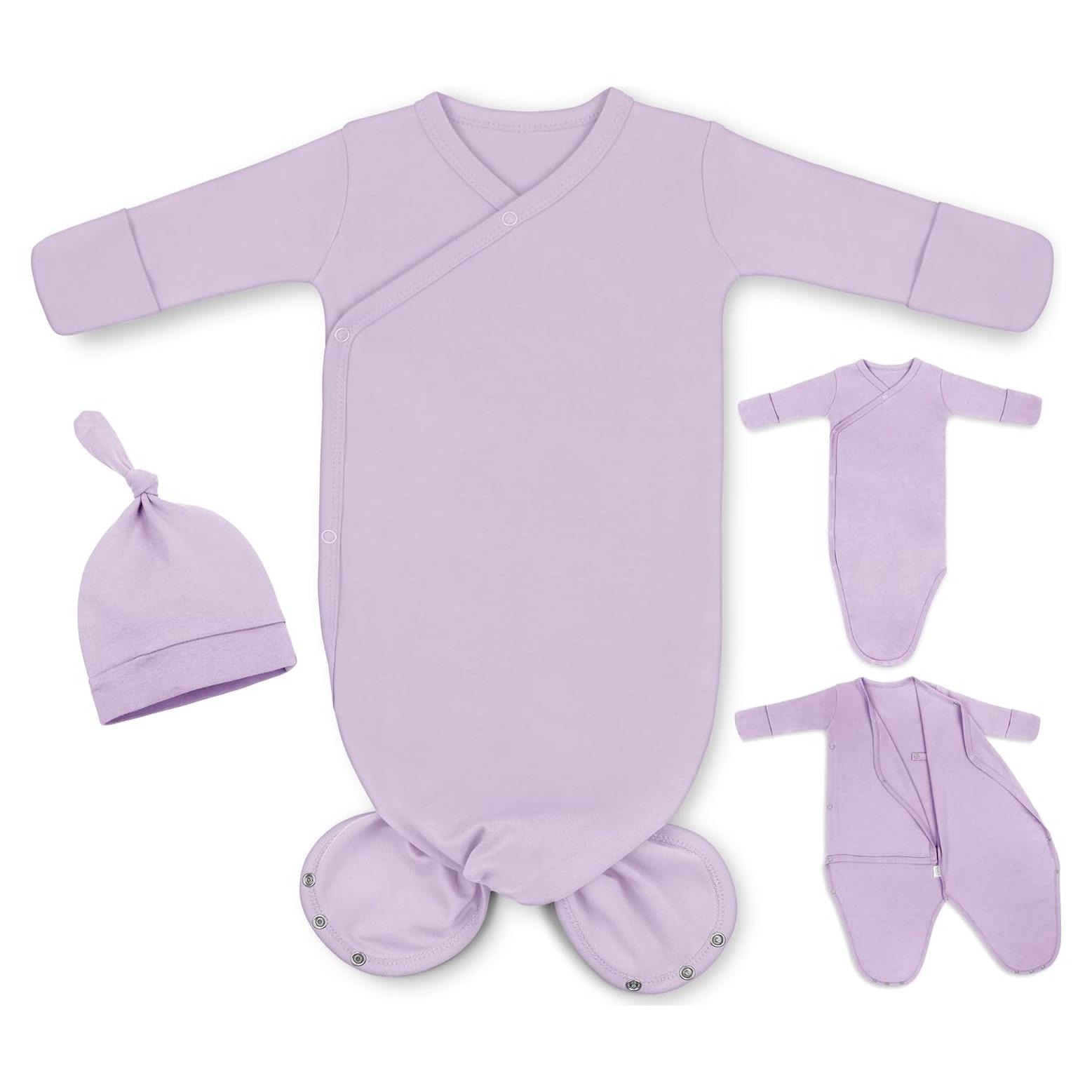 Vestido de Bebé Anudado MVUOCR Algodón 0-6 Meses Lavanda