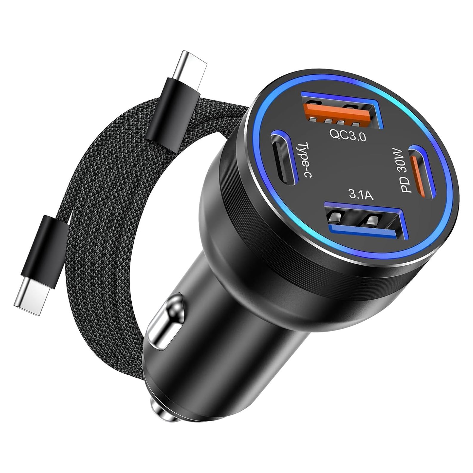 Cargador de coche USB C Avatcen 65W 4 Puertos para iPhone 16