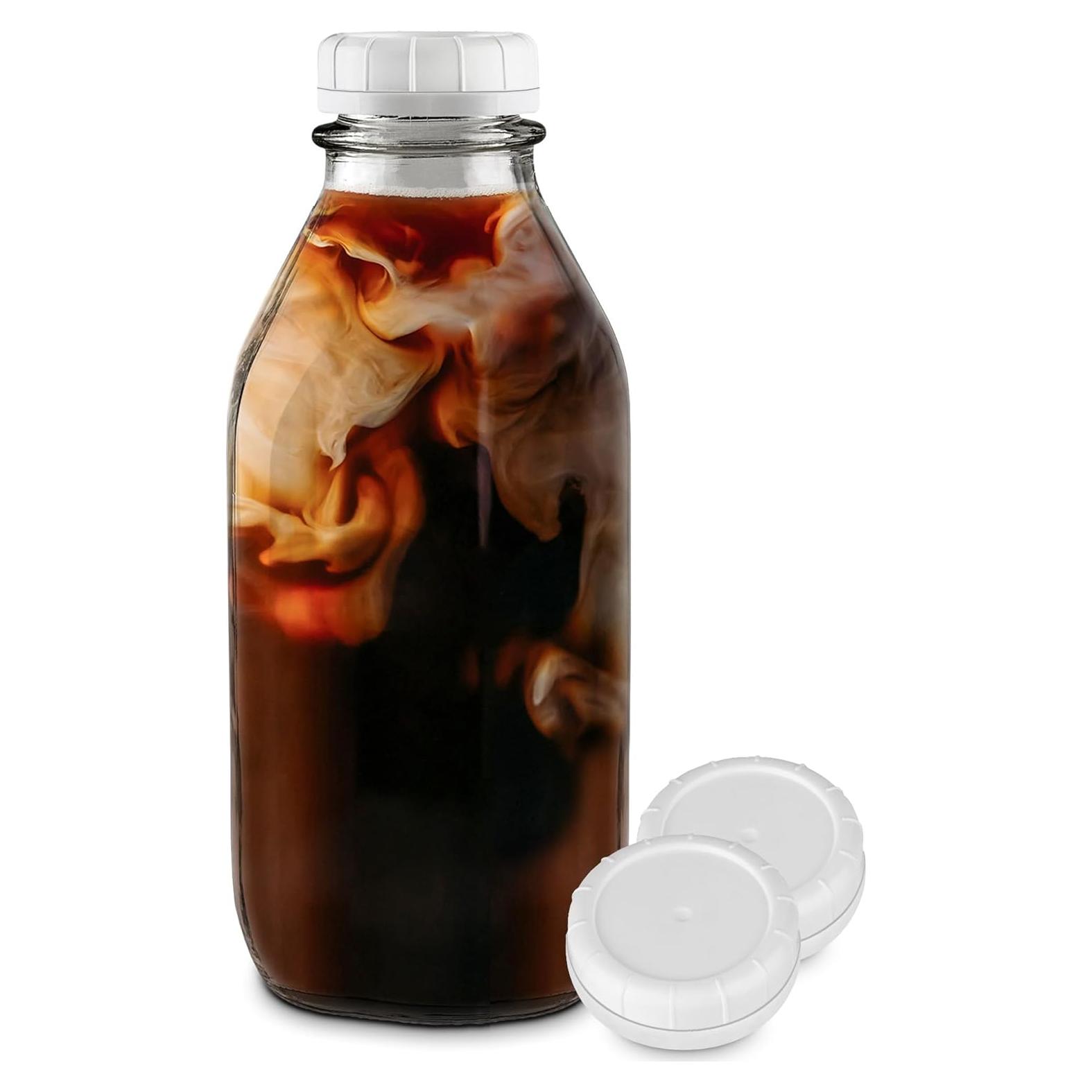 Botella de Leche de Vidrio Almacena Tu Hogar 1L con Tapa