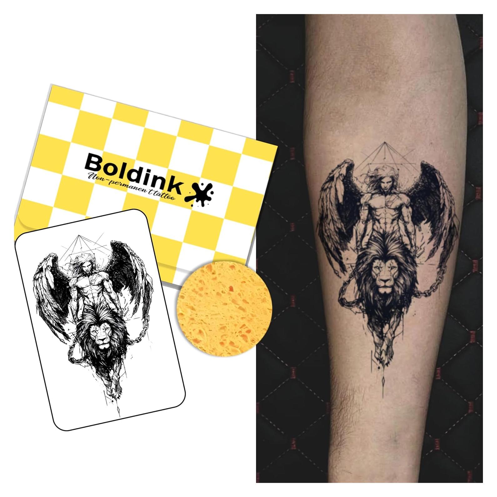 Tatuajes Temporales Boldink Ángels y León - 15 Días Impermeables