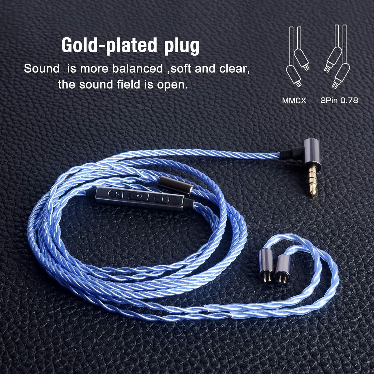 Cable de actualización de auriculares OKCSC 0.78mm 2pin Azul con Mic