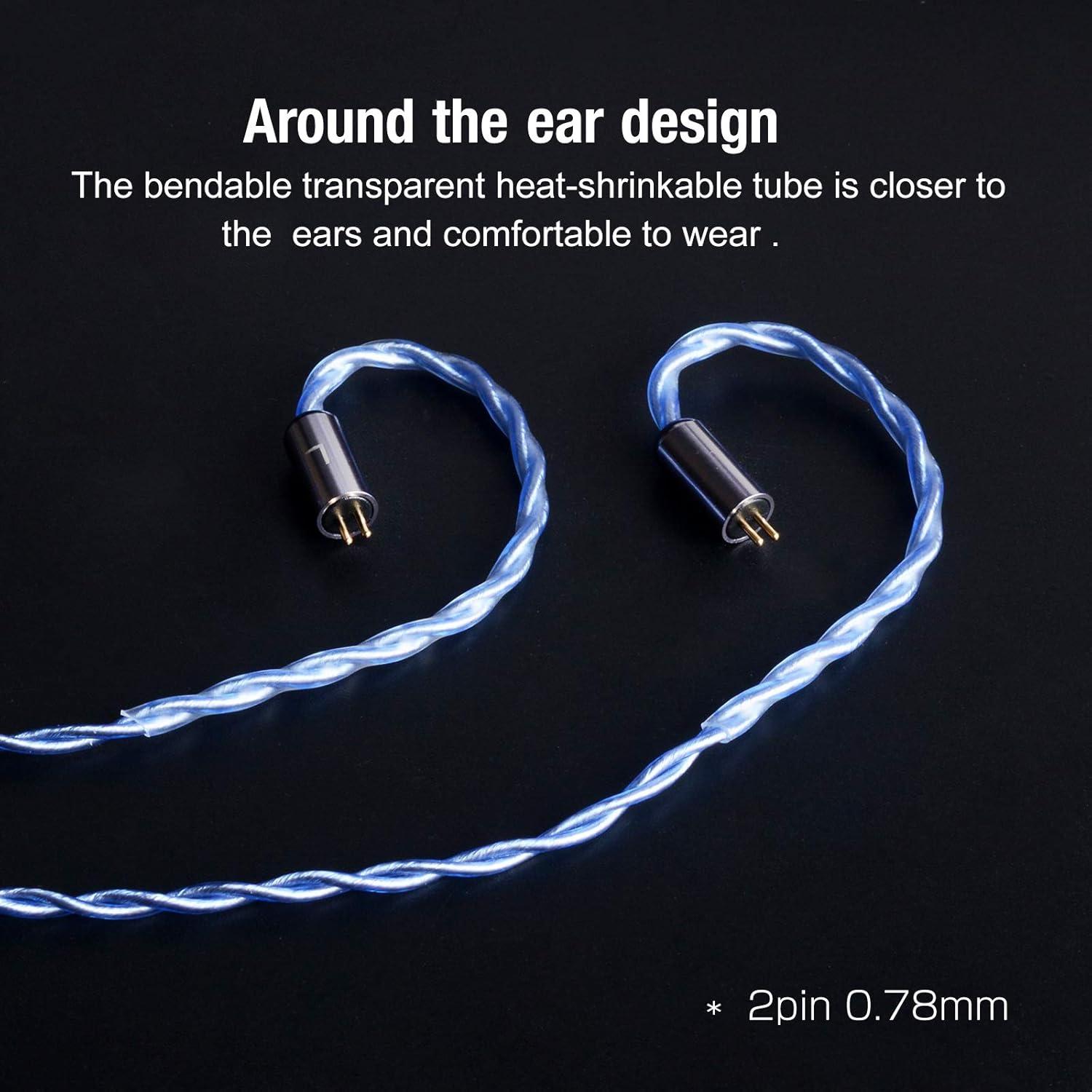 Cable de actualización de auriculares OKCSC 0.78mm 2pin Azul con Mic