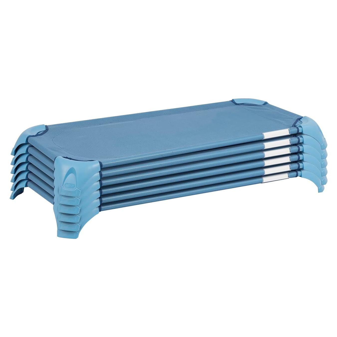 Cuna Apilable ECR4Kids Azul Polvo - Paquete de 6 para Aula