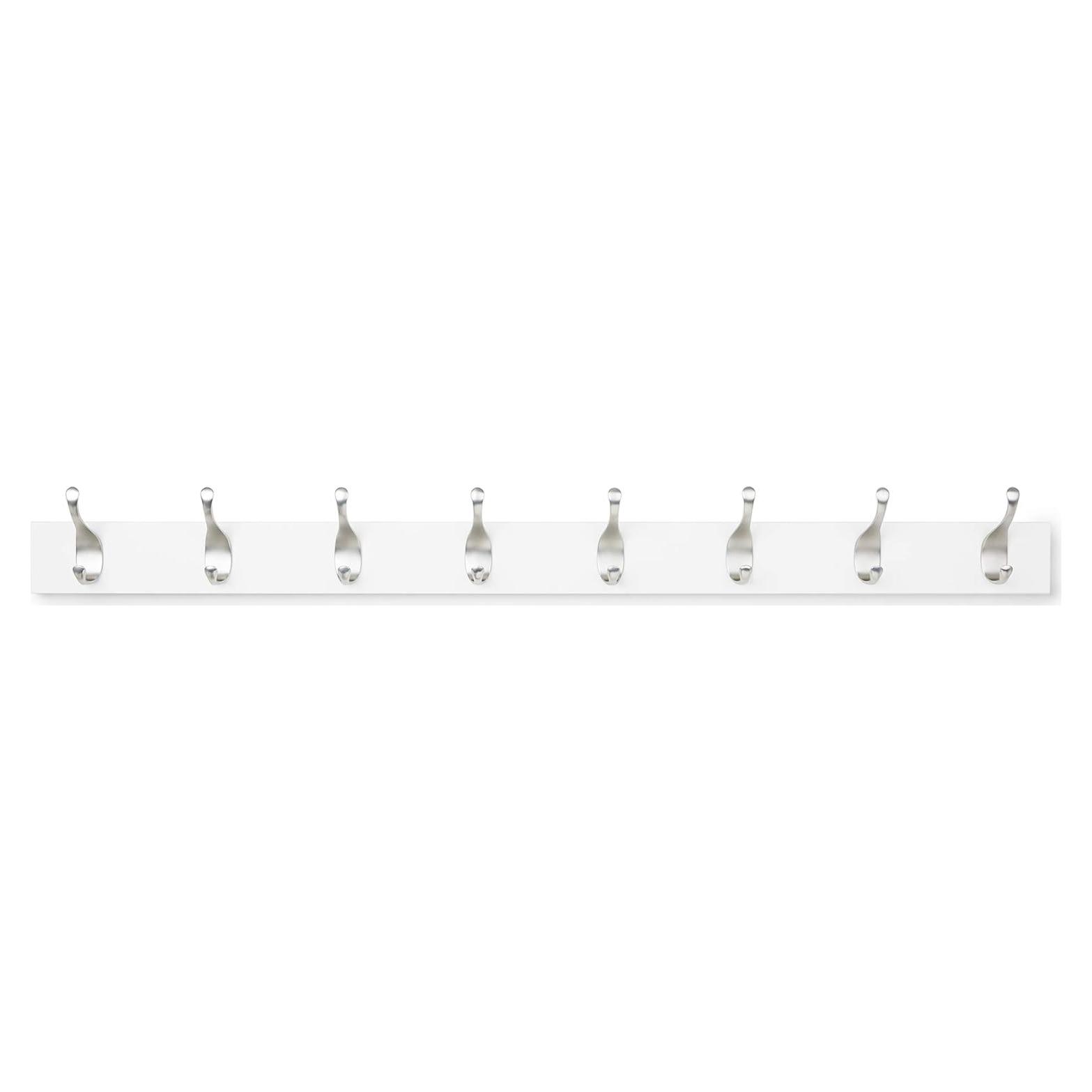 Perchero de Pared Amazon Basics Blanco 8 Ganchos Rectangular