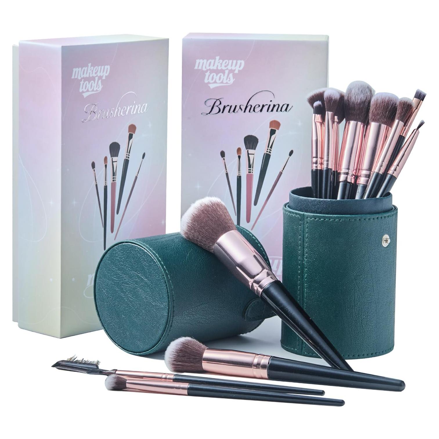 Juego de Brochas de Maquillaje Profesional Brusherina 15pcs