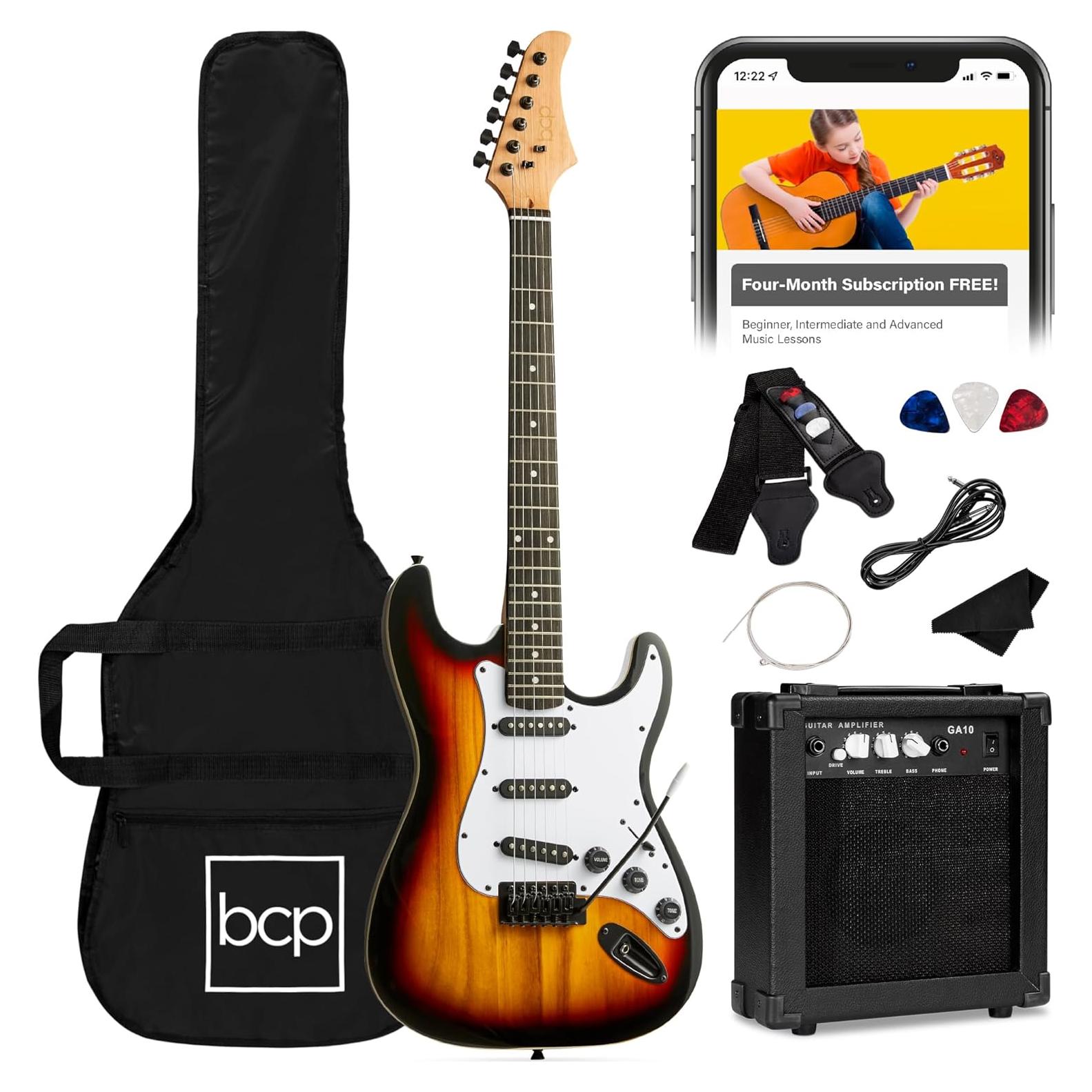 Guitarra Eléctrica Completa 39" Tamaño para Principiantes - 3 Color Sol de Ocaso