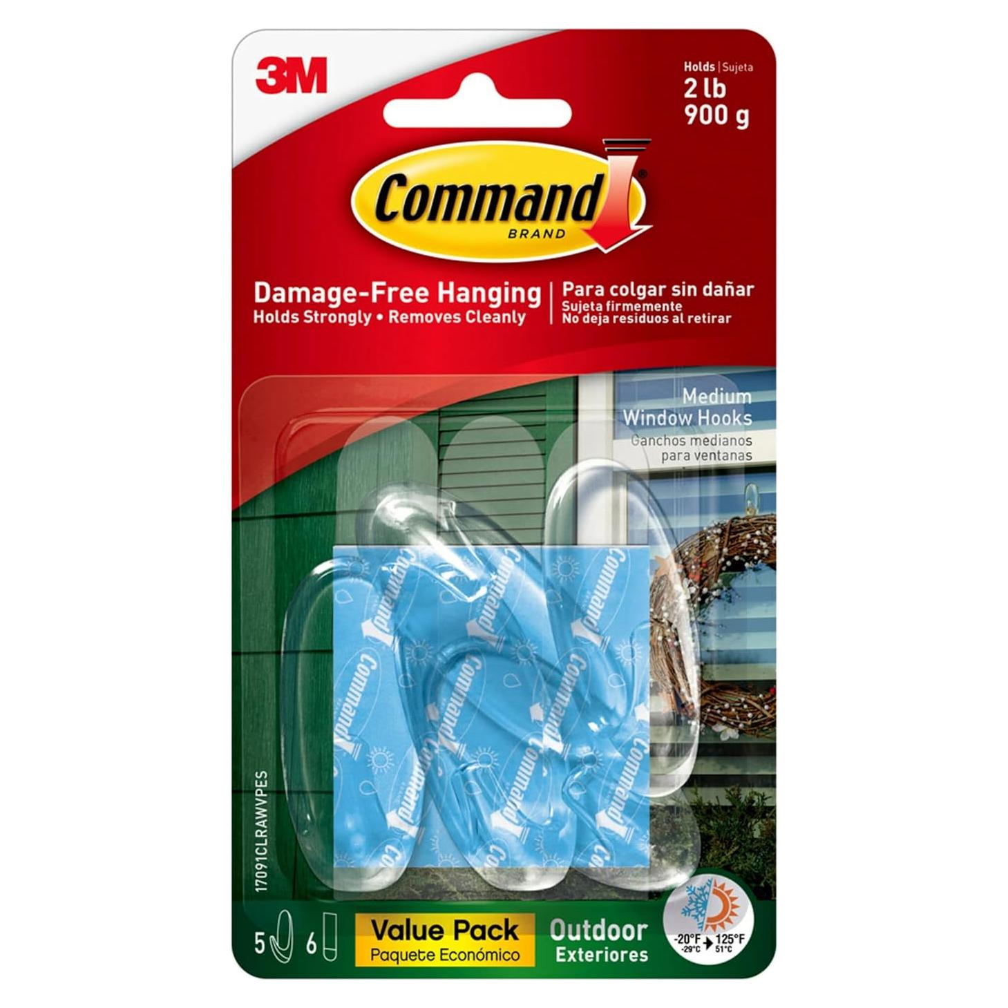 Ganchos de Pared Transparentes Command Medianos - Soporta 0.91 kg