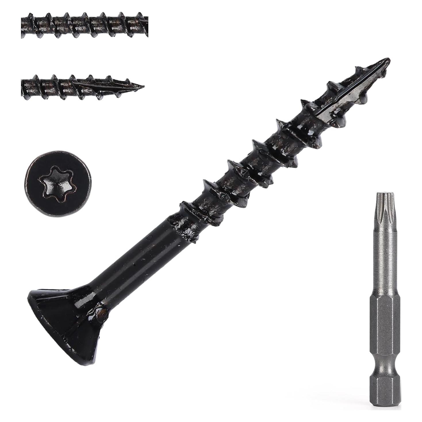 Tornillos de Madera Bobibbi 8x3.81 cm T25 Torx Negros 165 Pzas