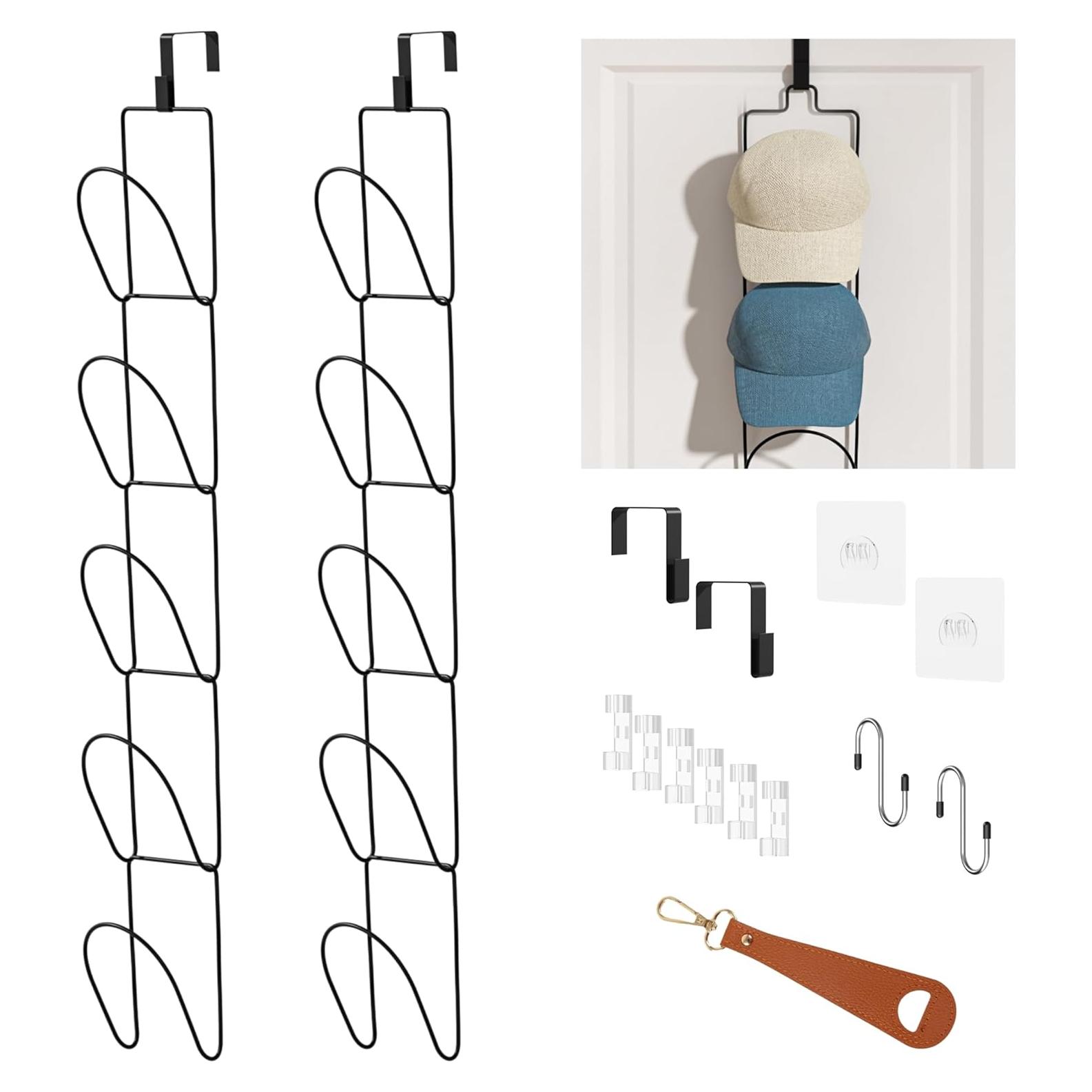 Organizador de Sombreros LINFIDITE 10 Piezas Negro Montado en Puerta