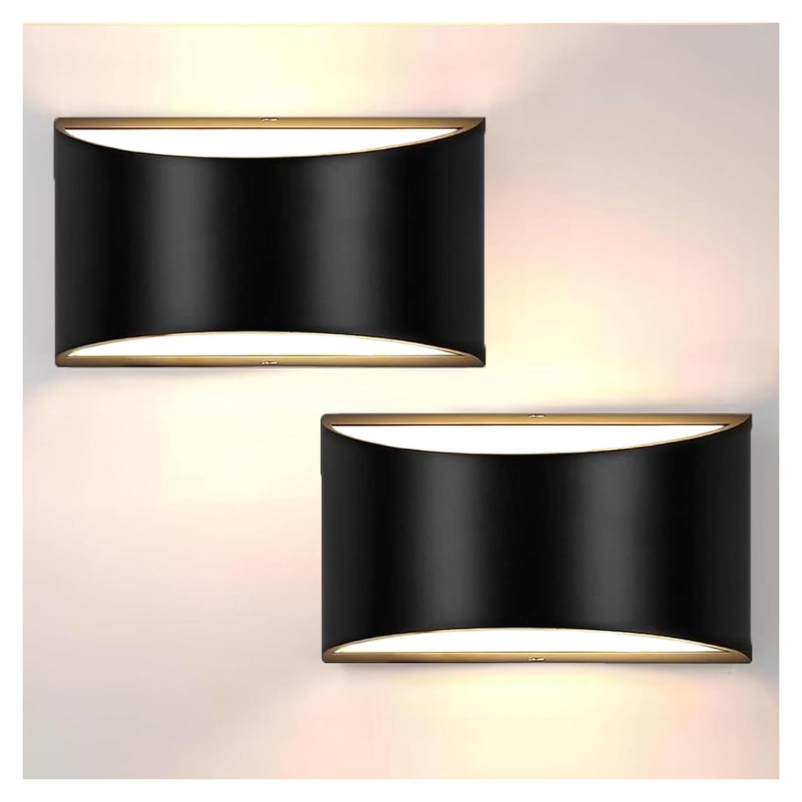 Juego de 2 Apliques de Pared LED Lightess 12W 3000K Negro