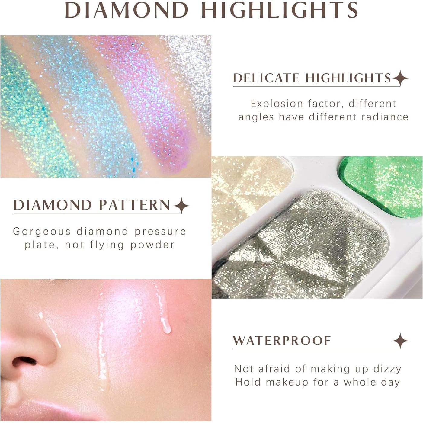 Paleta de iluminadores de diamante 8 colores - Maquillaje
