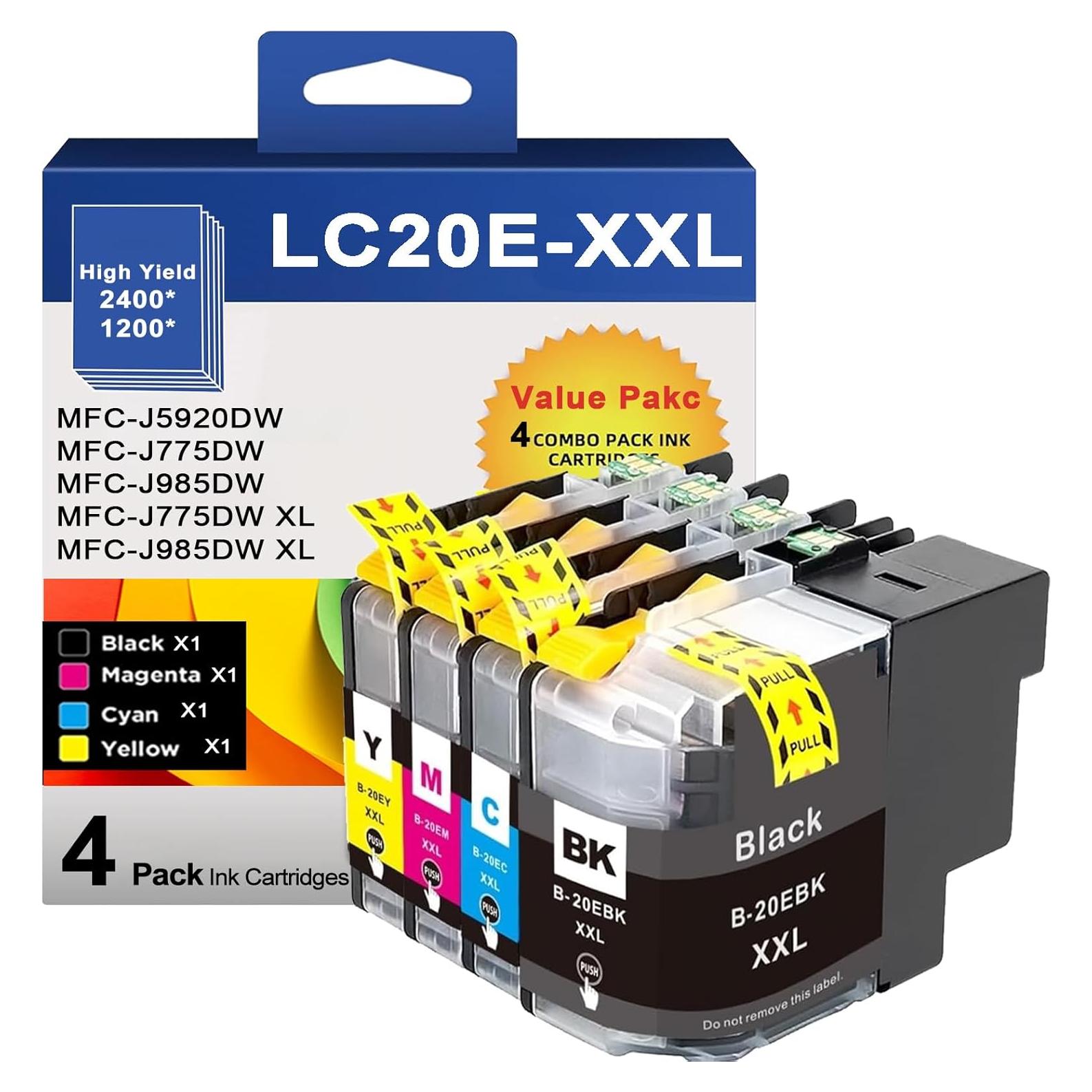 Cartuchos de tinta FADFAWN XXL LC20E para Brother MFC-J985DW