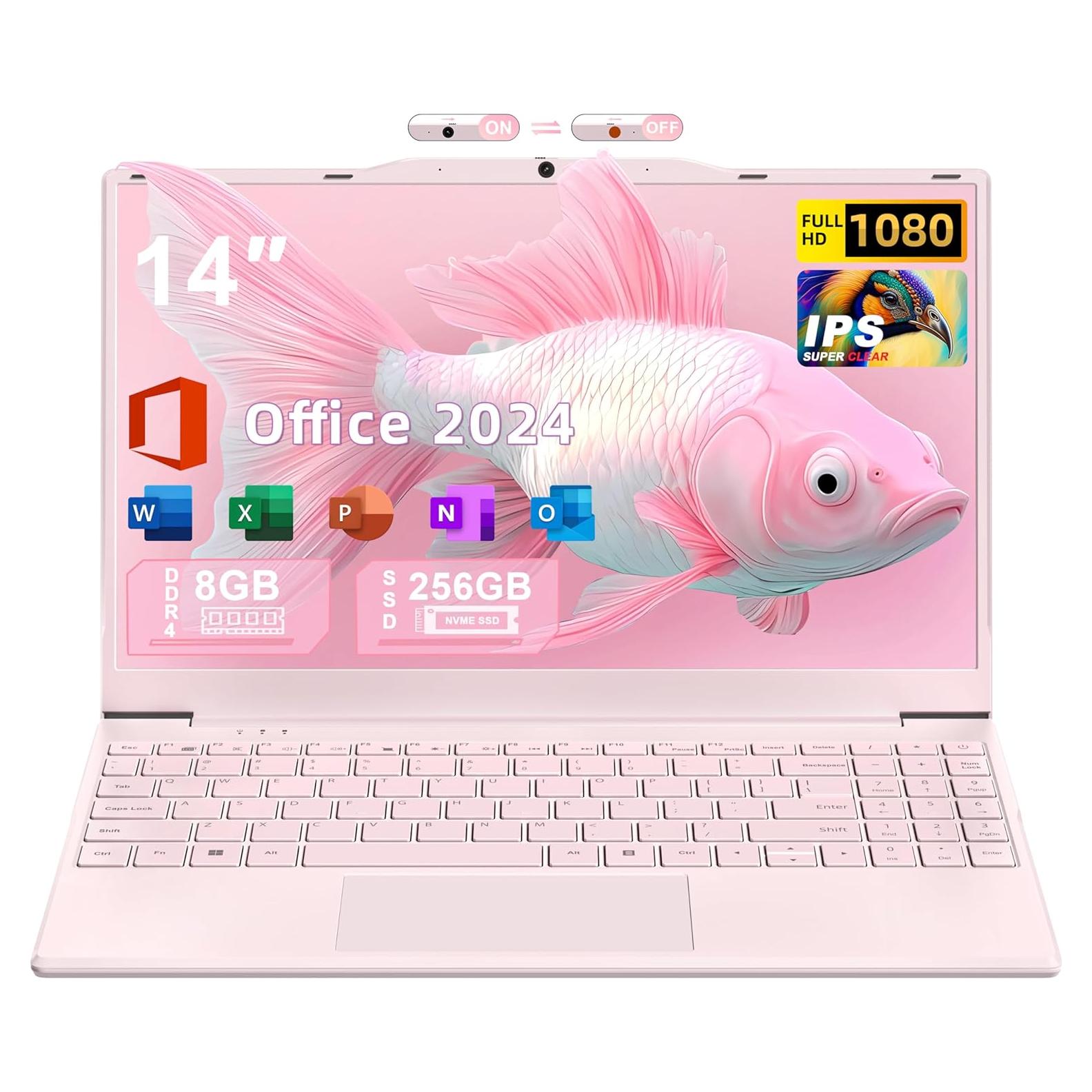 Laptop 14" Nmybwo Rosa, Celeron N5095, 8GB RAM, 256GB SSD