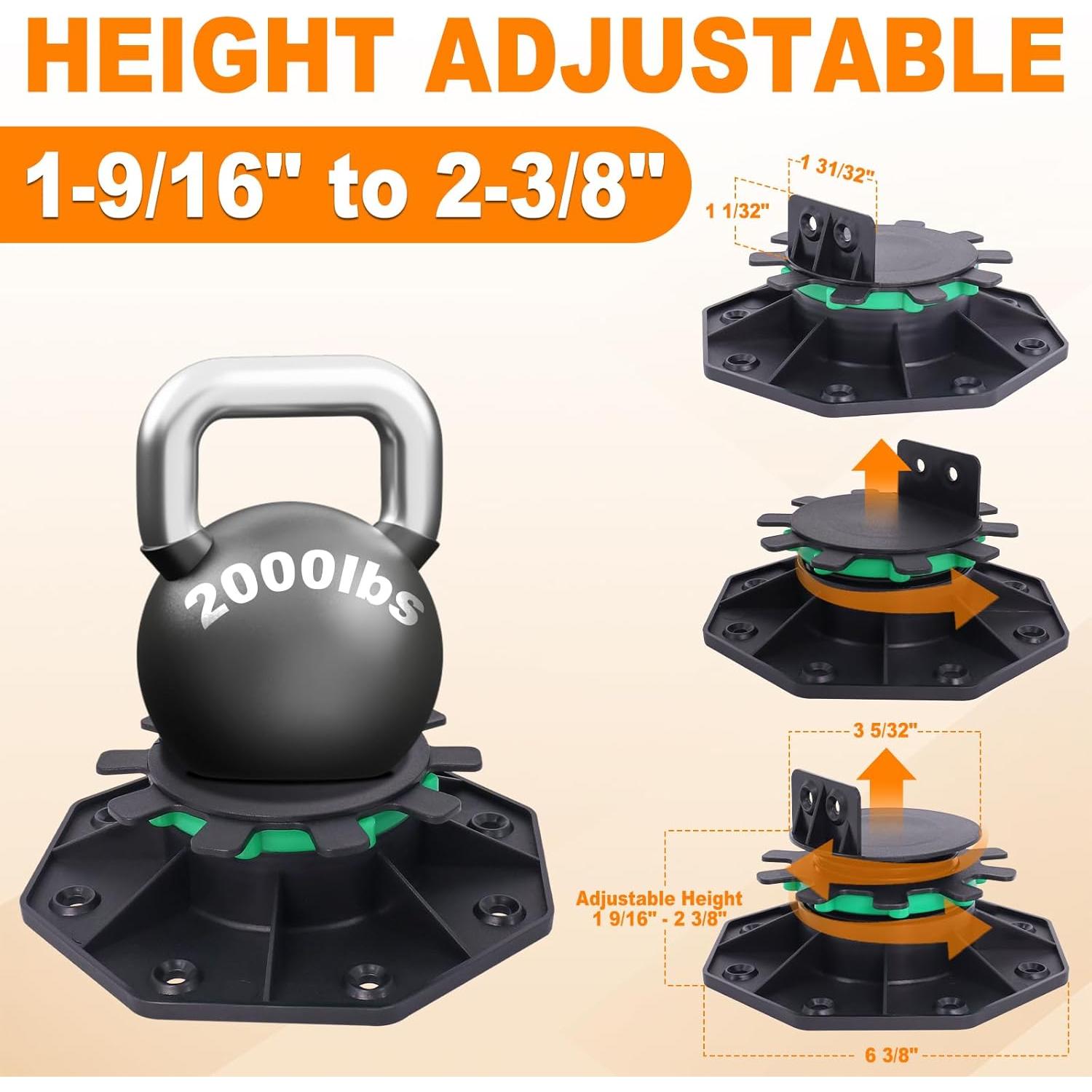 12 Soportes de Deck Ajustables MCCKLE 40-60 mm con Anillo de Bloqueo