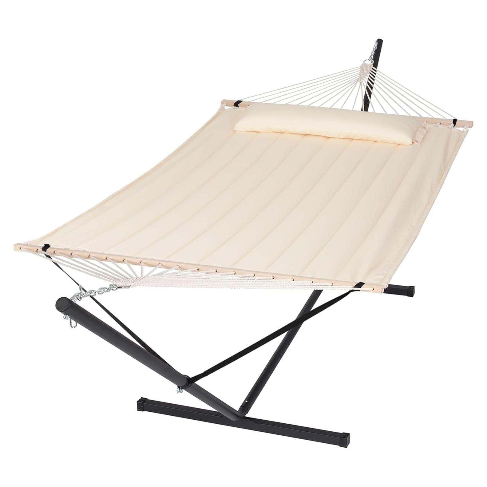 Hamaca Doble SUNCREAT Extra Grande con Soporte 3.66 m Beige