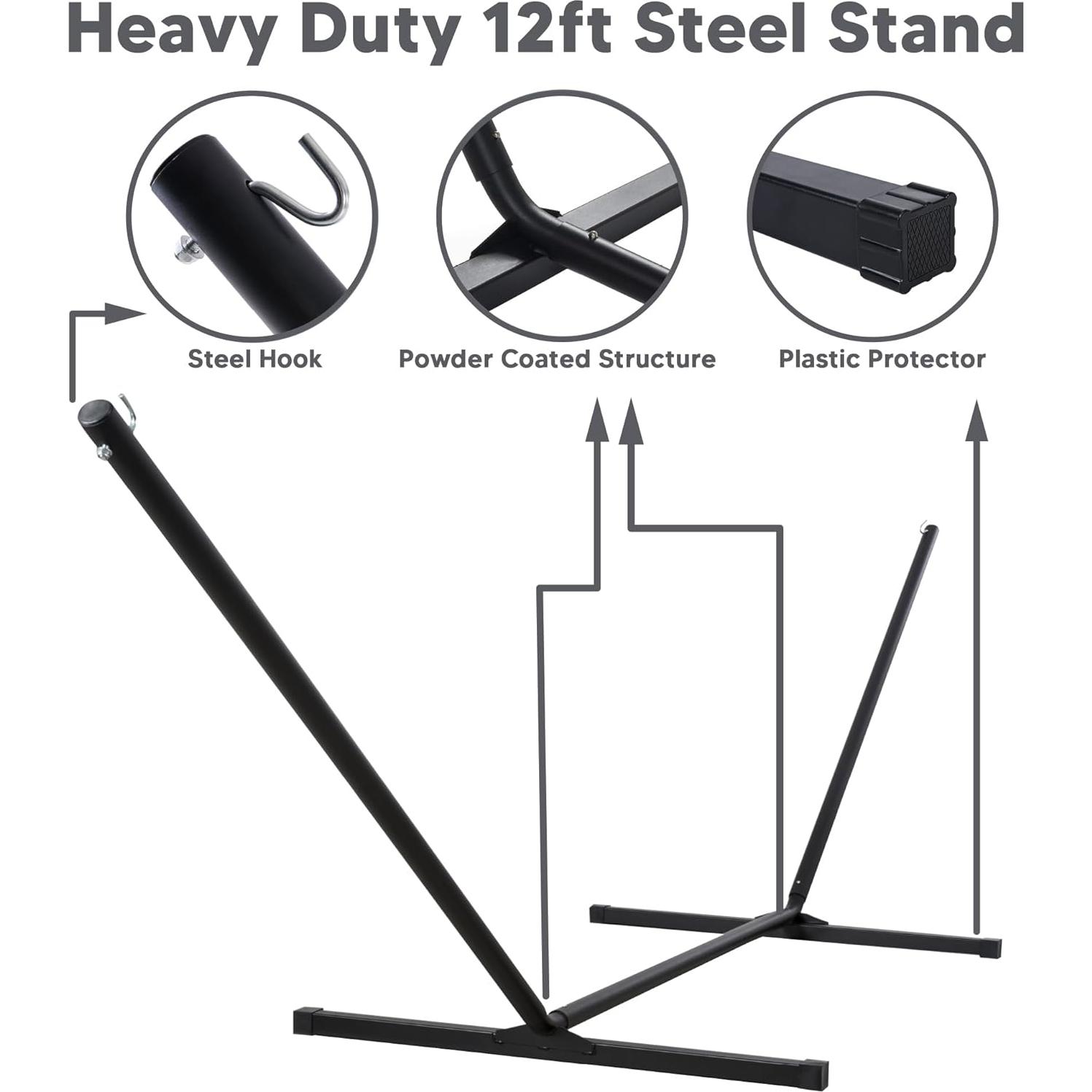 Hamaca Doble SUNCREAT Extra Grande con Soporte 3.66 m Beige