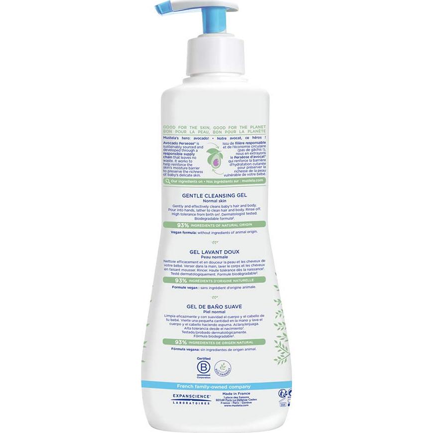 Gel Limpiador Suave Mustela Baby 500 ml - Jabón Cabello y Cuerpo