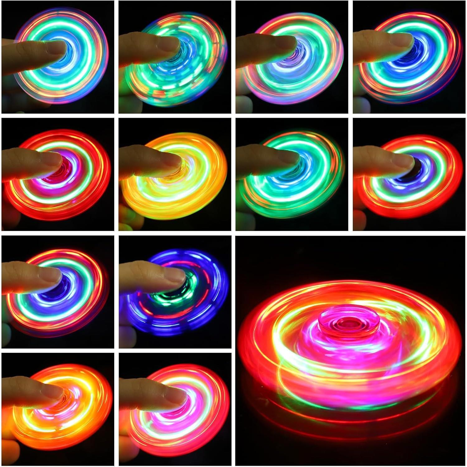 Paquete de 12 Fidget Spinners ANNGIKO Iluminados para Fiestas