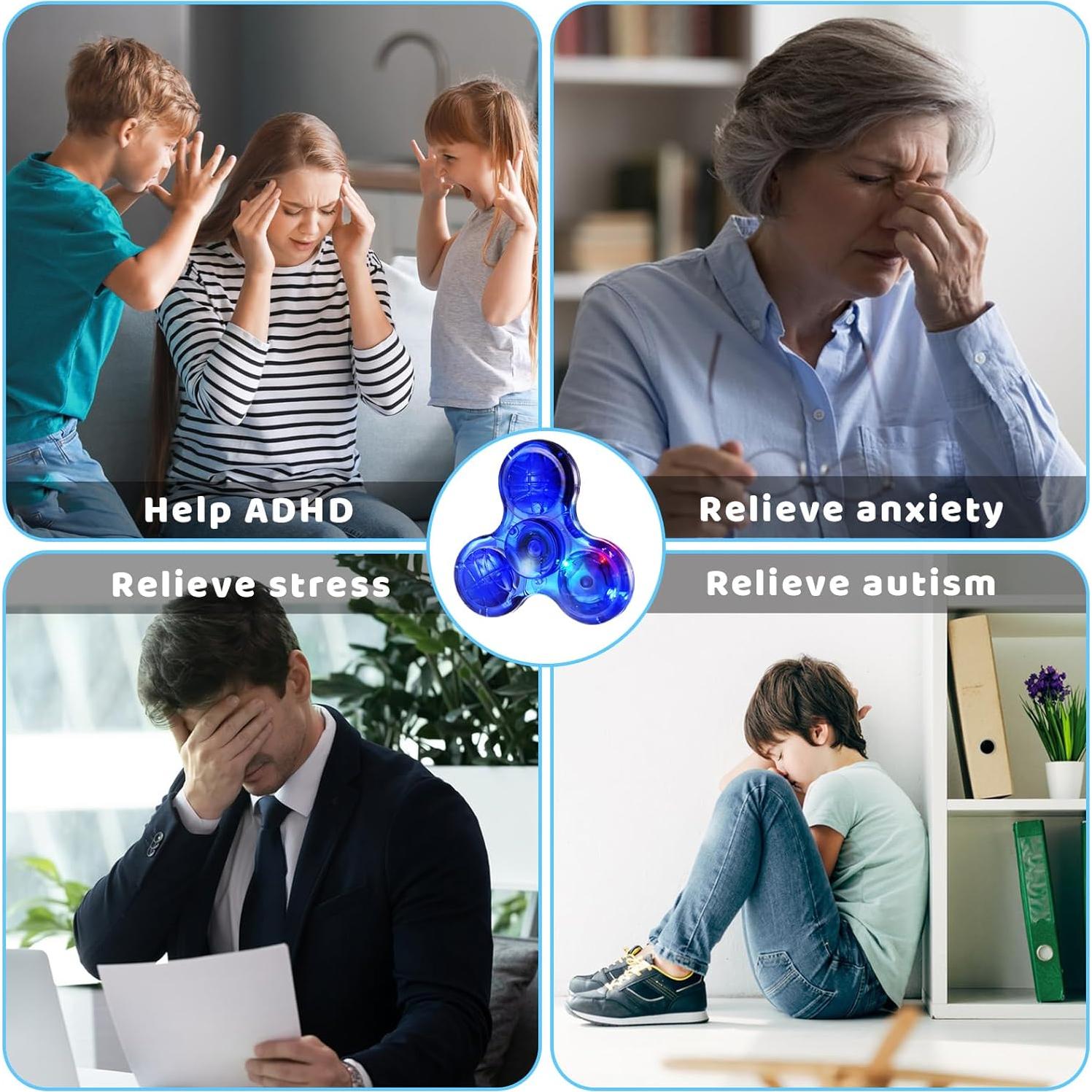 Paquete de 12 Fidget Spinners ANNGIKO Iluminados para Fiestas